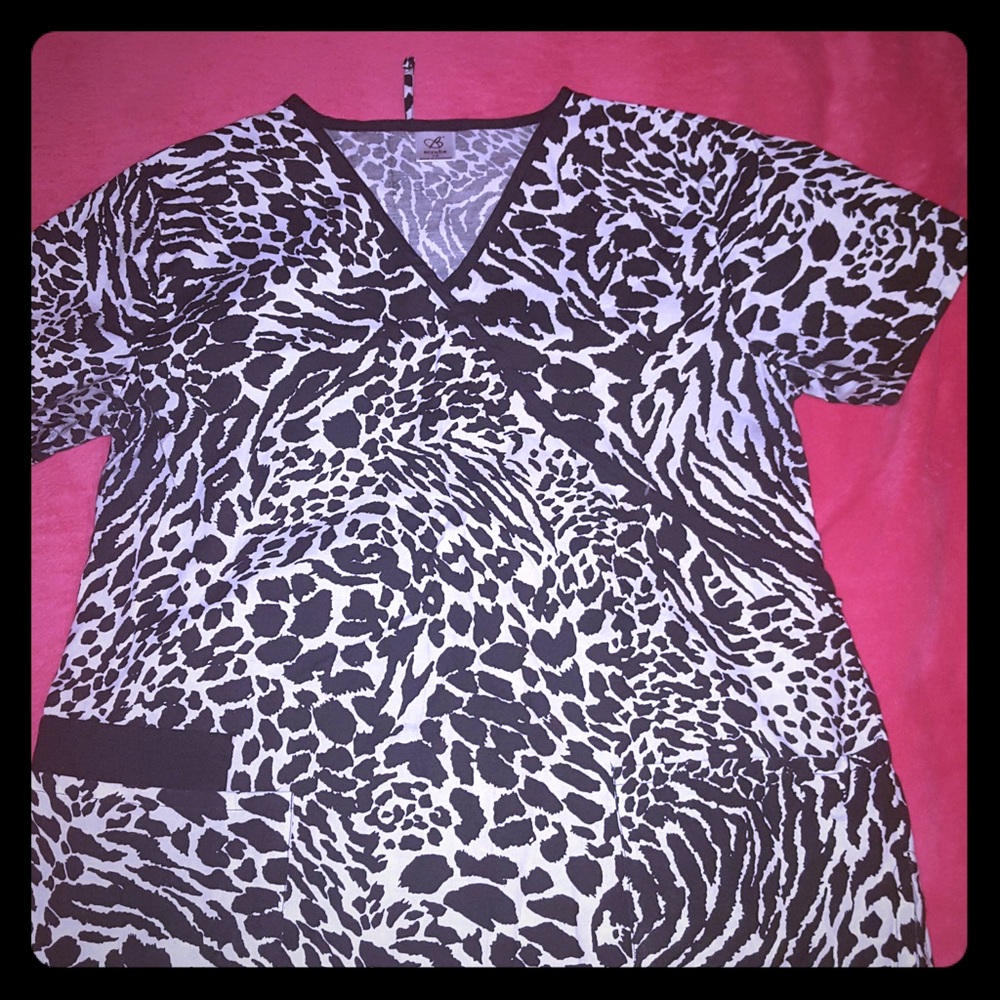 Black and White Scrub Top